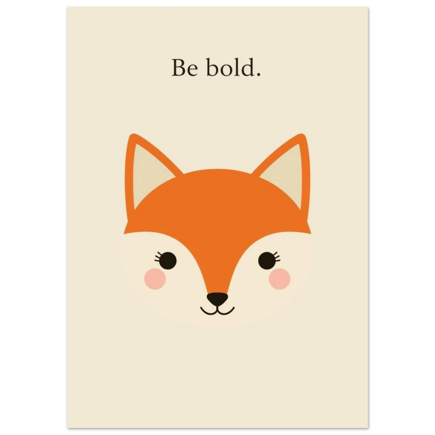 Minimalistisk illustration av en orange räv på beige bakgrund – djurmotiv