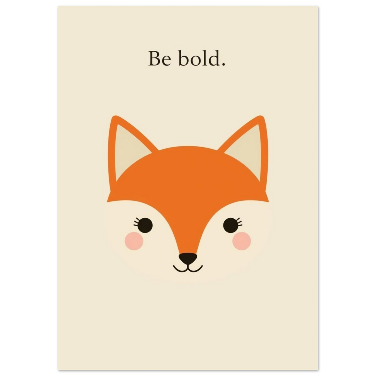 Minimalistisk illustration av en orange räv på beige bakgrund – djurmotiv
