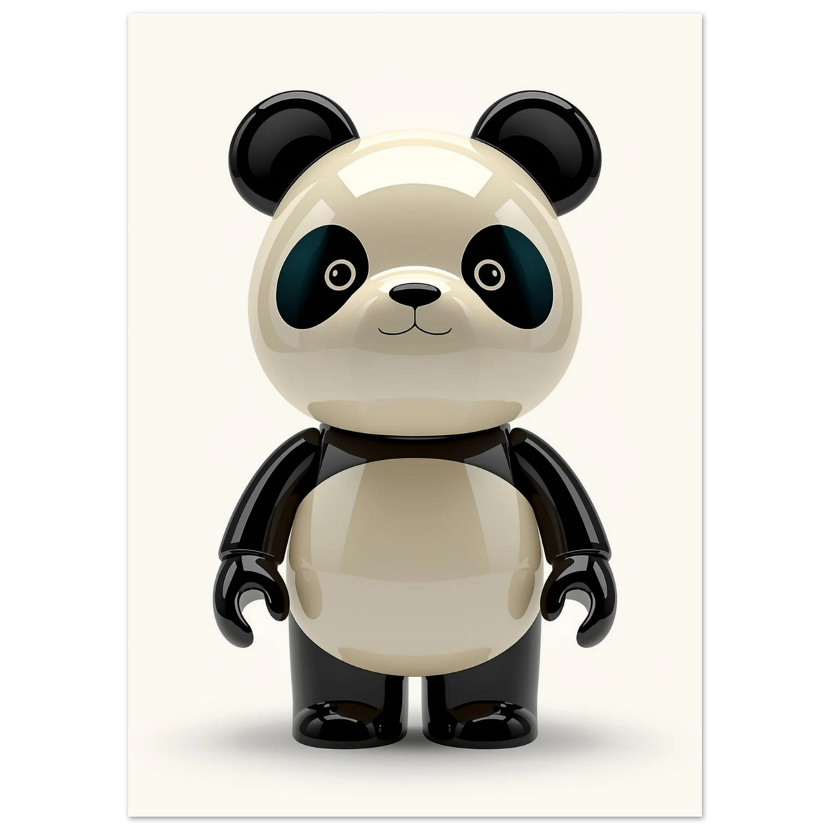 Modern panda-illustration med högblank porslinseffekt för stilren väggkonst