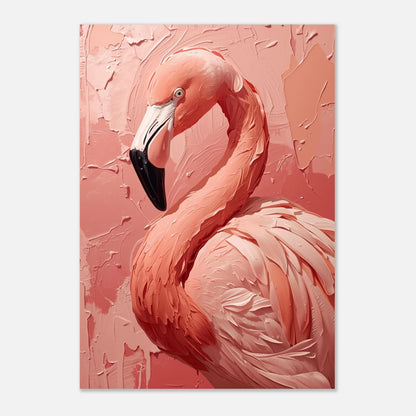 Modern tavla av en flamingo i mjuka rosa nyanser med impasto-effekt