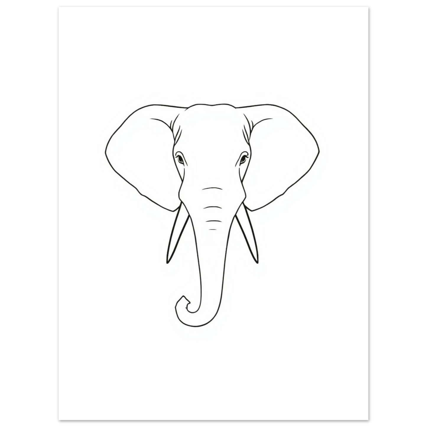 Konstnärligt porträtt av en elefant skapad med tunna svarta linjer