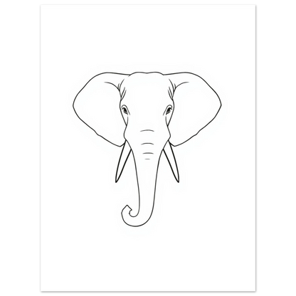 Konstnärligt porträtt av en elefant skapad med tunna svarta linjer