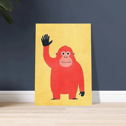 Orangutang som vinkar, lekfullt djurmotiv för barnrummet
