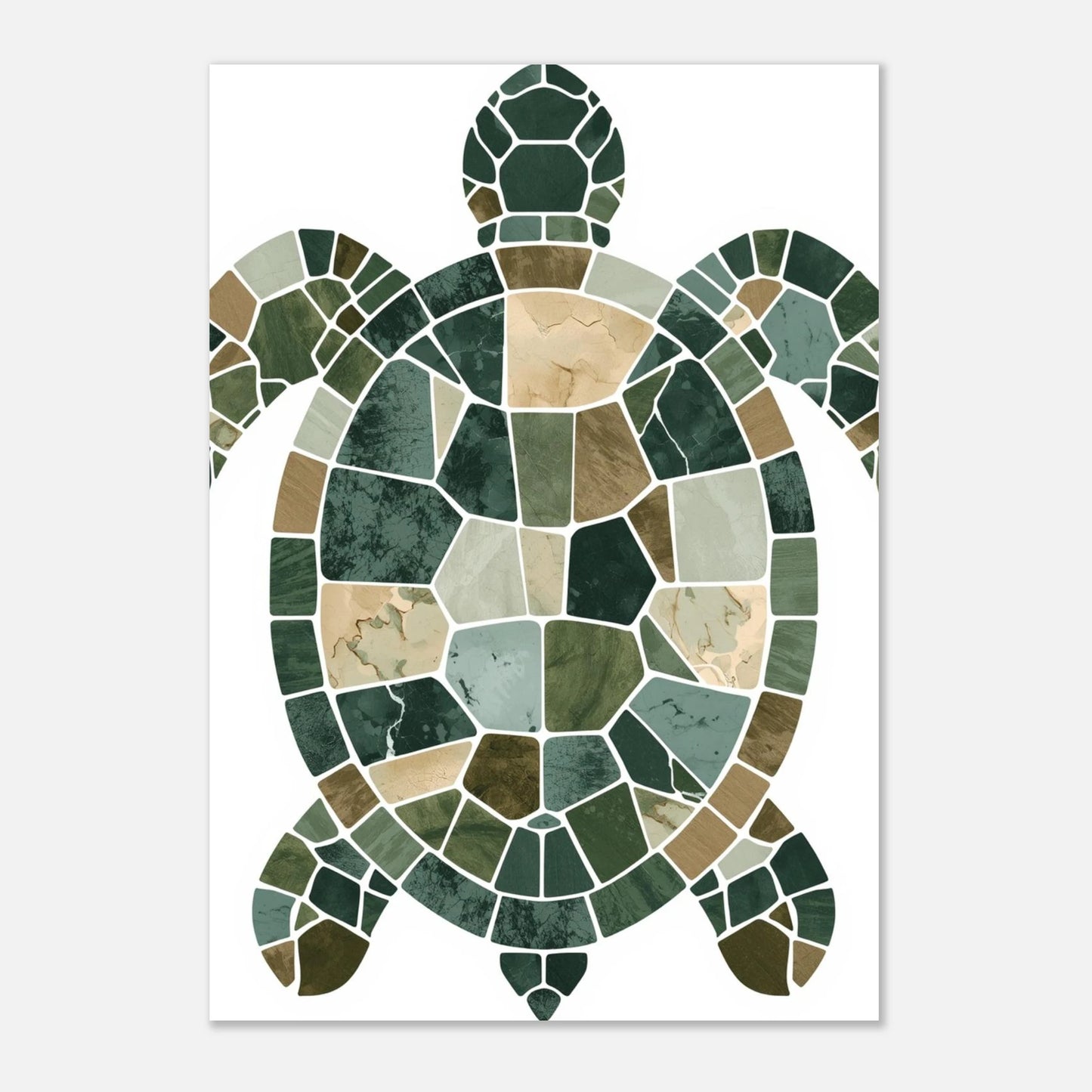 Grafiskt print av en sköldpadda med mönster av grön mosaik