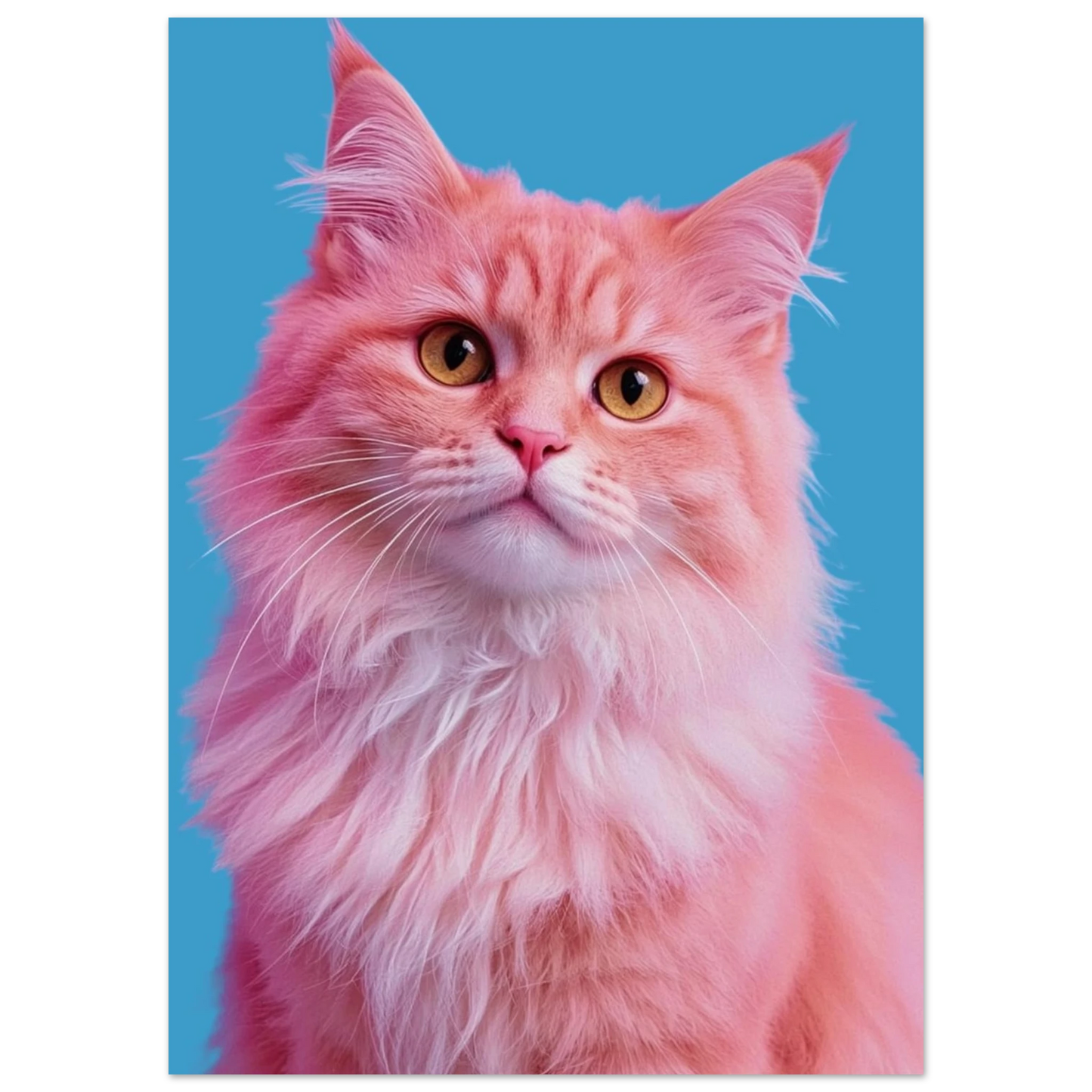 Modern pop art-poster föreställande en charmig rosa katt