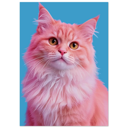 Modern pop art-poster föreställande en charmig rosa katt