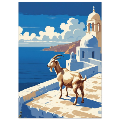 Grekisk get vid vita hus och blått hav – medelhavsmotiv poster