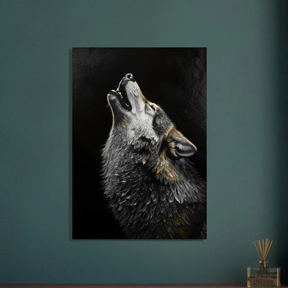 Ylande varg i impasto-stil, uttrycksfullt djurmotiv med kraftfull stämning