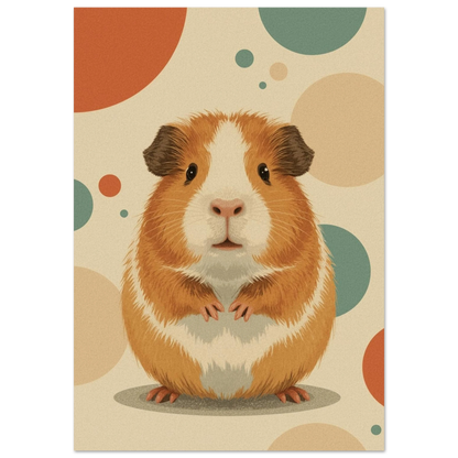 Illustrerat marsvin framför färgade cirklar – Retro poster