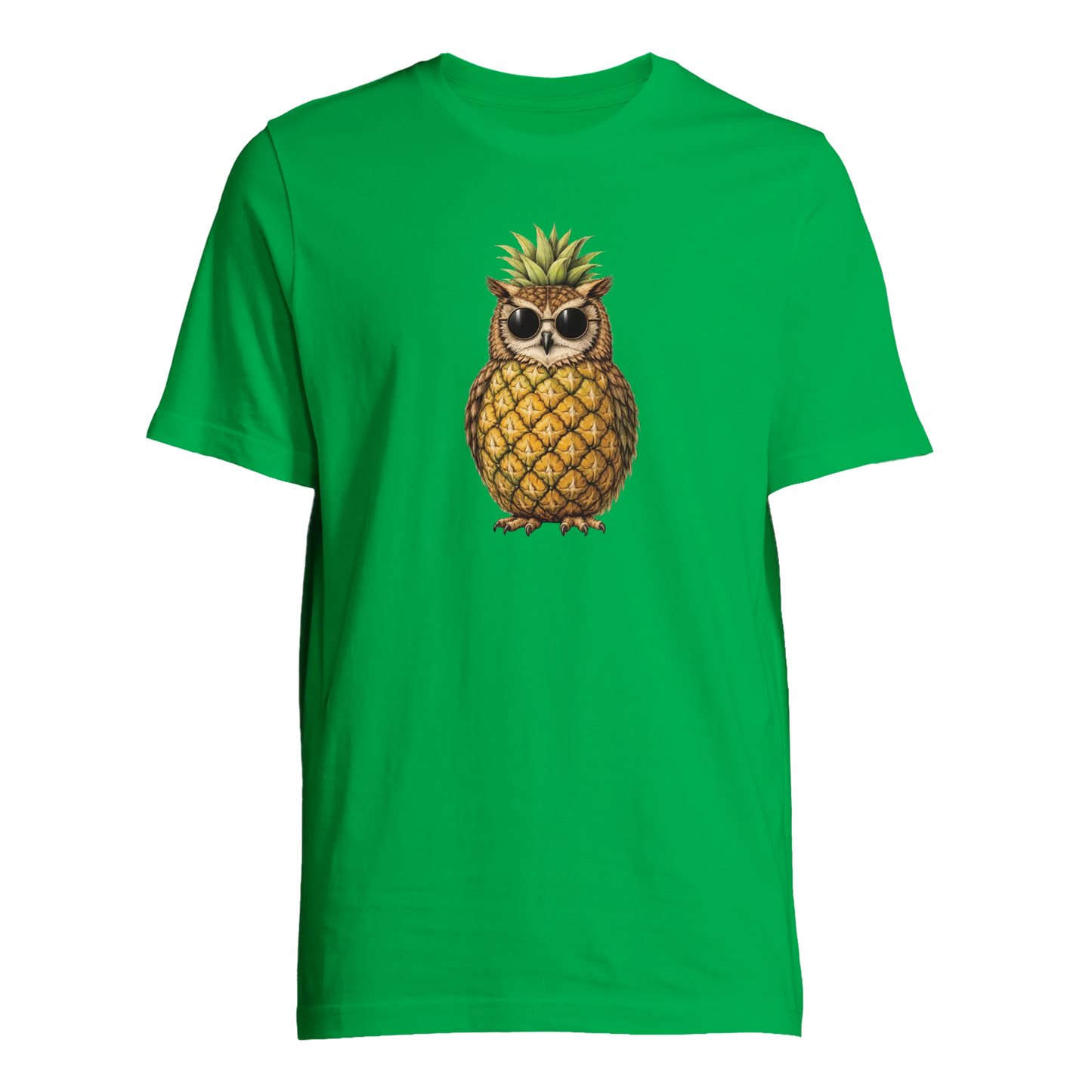 Uggla i ananasform på grön t-shirt – Tecknad t-shirt