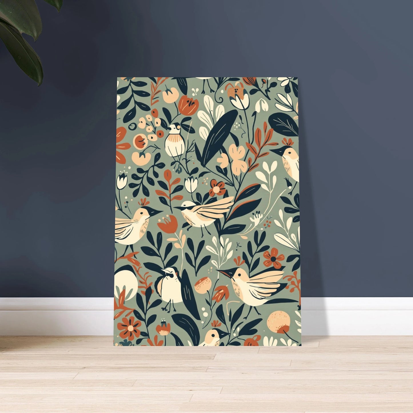 Småfåglar i skandinaviskt mönster, retro design, lugn stämning