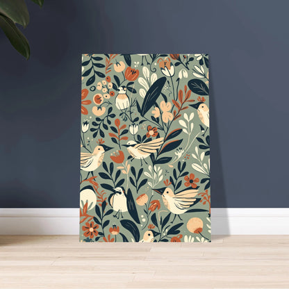 Småfåglar i skandinaviskt mönster, retro design, lugn stämning