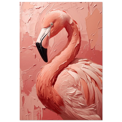 Rosa flamingo i kraftfull impastostil med tjocka penseldrag och textur