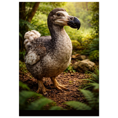 Dront ståendes i skogsmiljö, snett framifrån – Fotorealistisk poster
