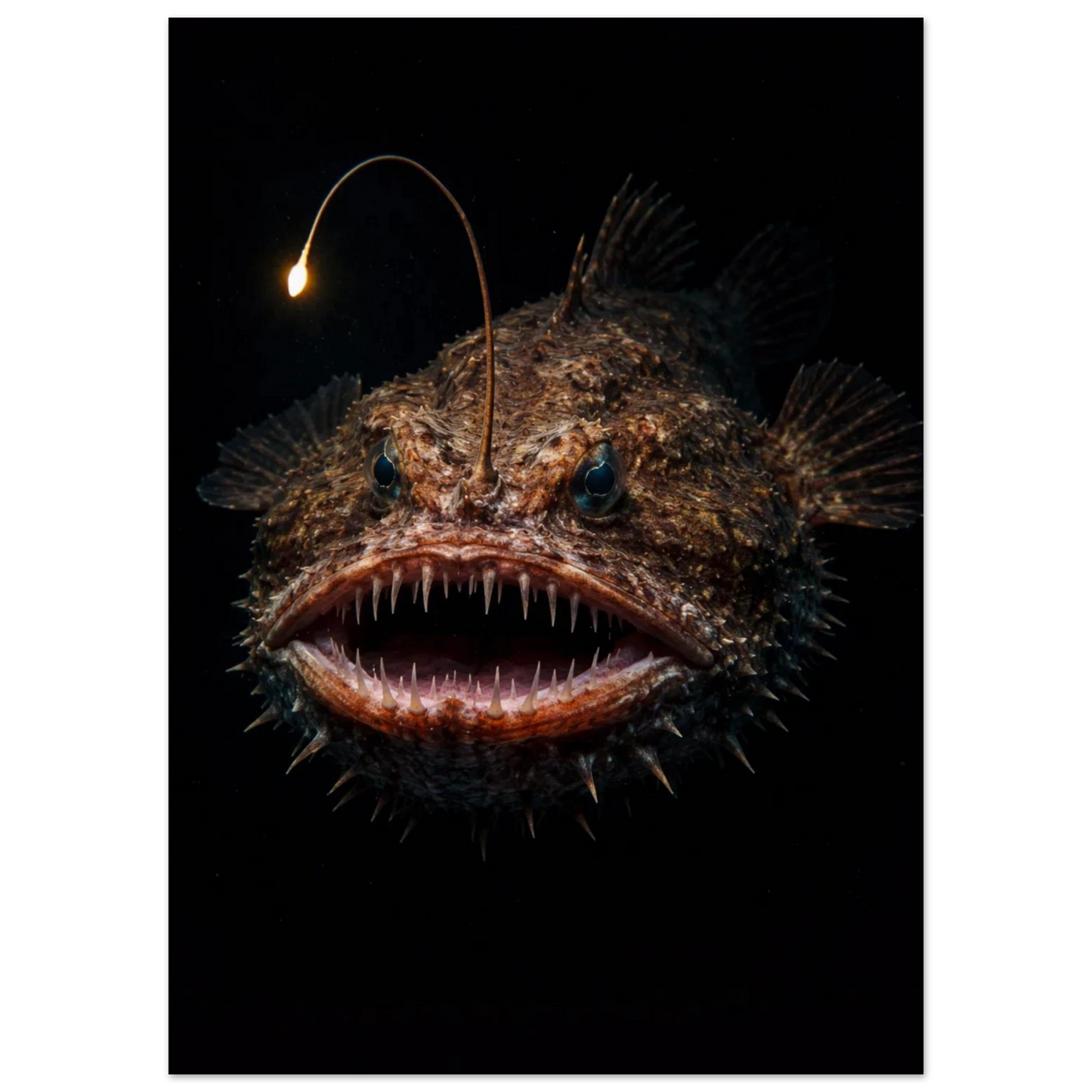 Marulk i mörkt vatten fokusbild på det lysande sprötet – Fotorealistisk poster