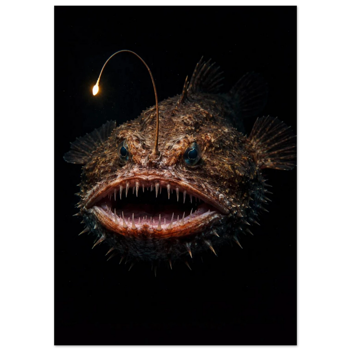 Marulk i mörkt vatten fokusbild på det lysande sprötet – Fotorealistisk poster