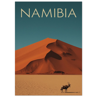 Afrikansk oryx i ökenlandskap med blå himmel – grafisk naturposter