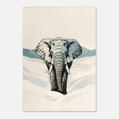 Modern djurposter föreställande en elefant i ett drömskt snölandskap