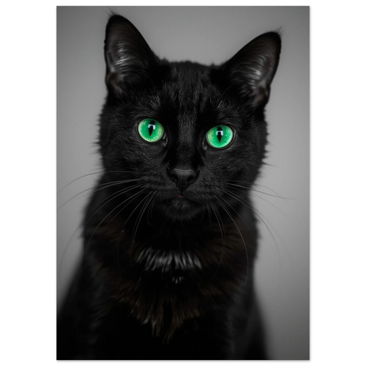 Minimalistiskt motiv av en elegant svart katt – Fotorealistisk poster