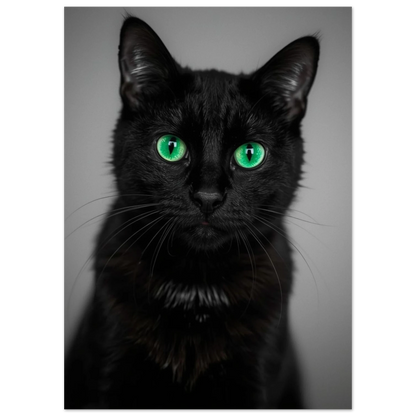 Minimalistiskt motiv av en elegant svart katt – Fotorealistisk poster