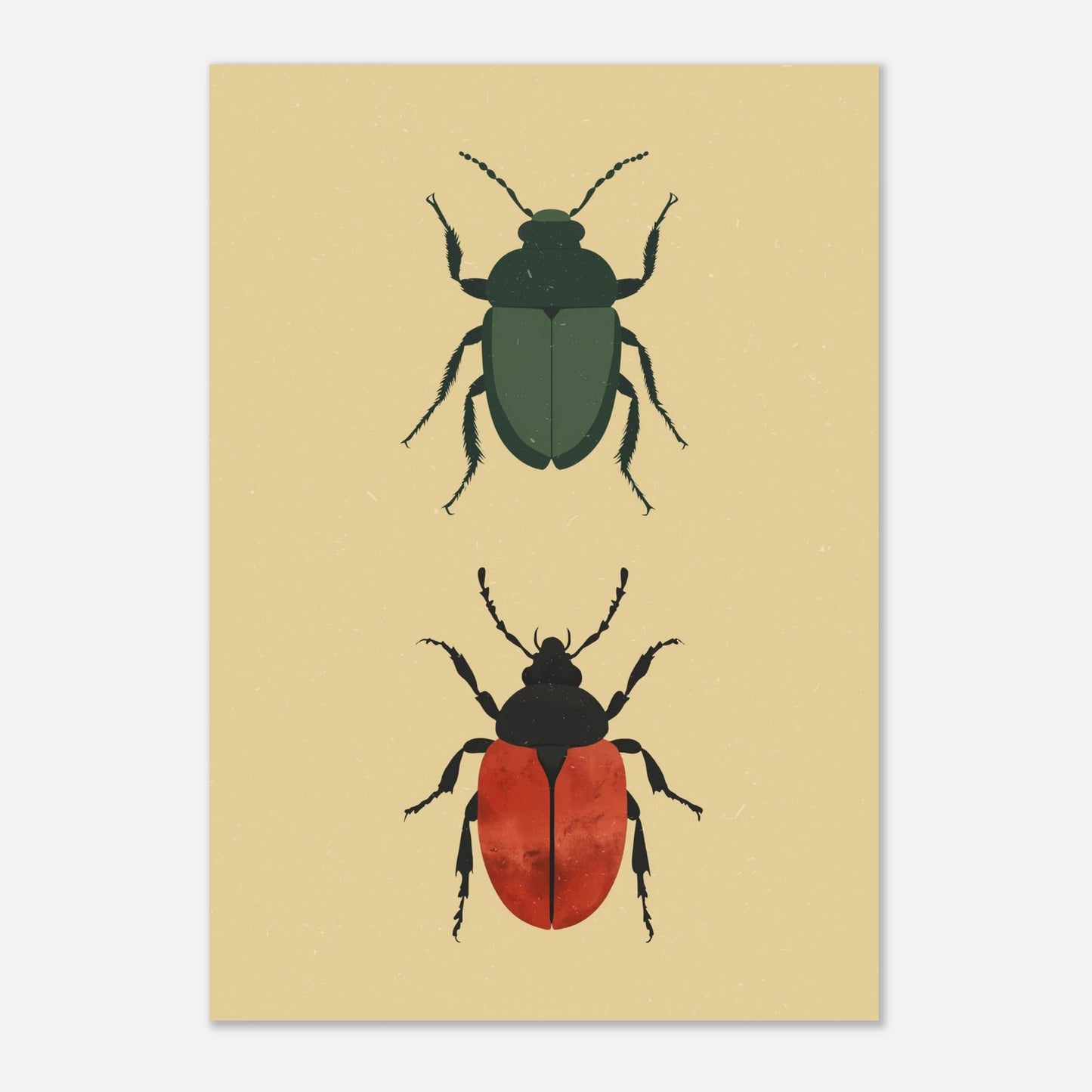 Konstnärligt print med symmetriska insekter i en minimalistisk designstil