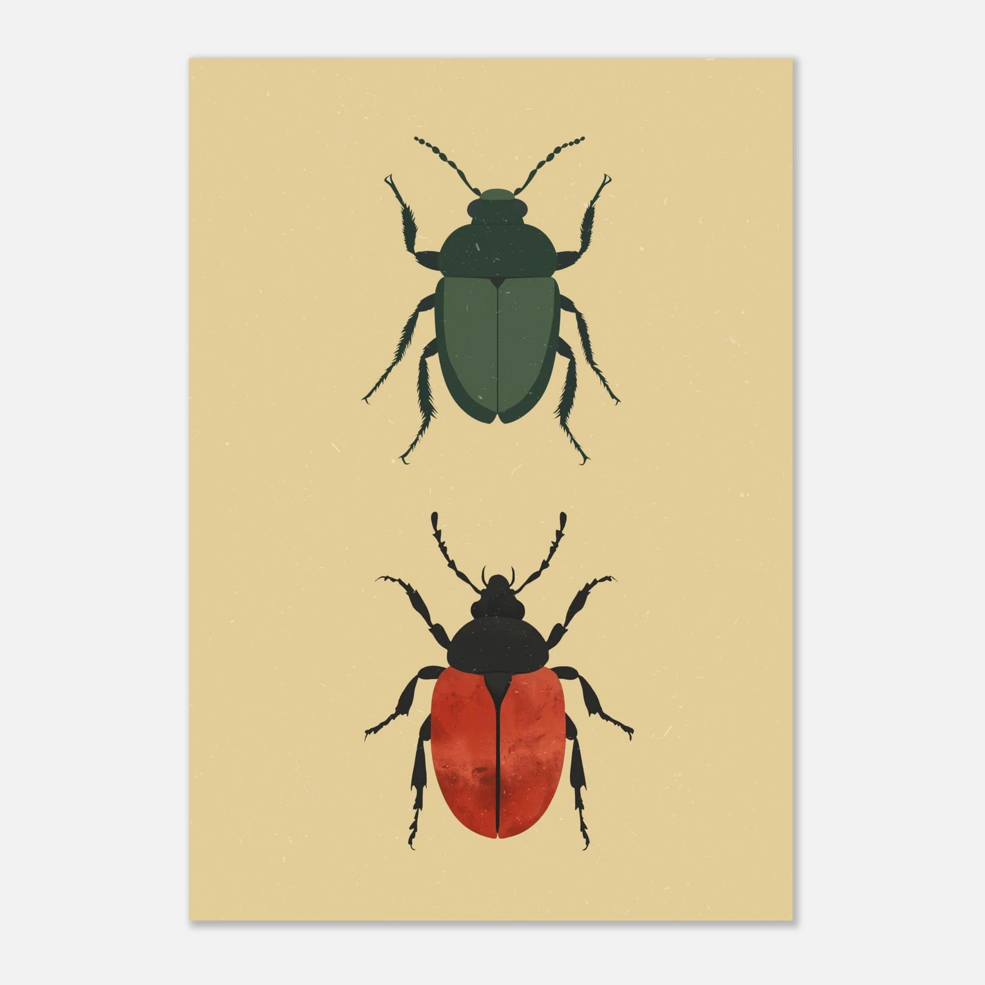 Konstnärligt print med symmetriska insekter i en minimalistisk designstil