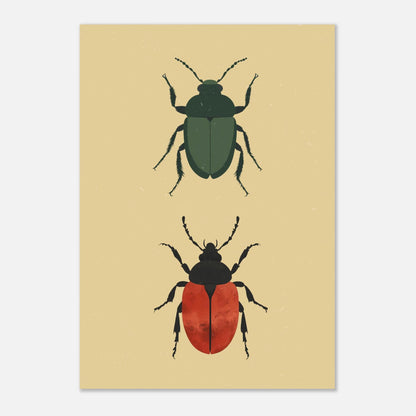 Konstnärligt print med symmetriska insekter i en minimalistisk designstil