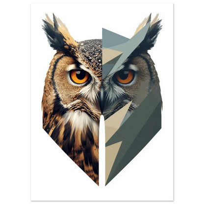 Snygg dekorativ tavla föreställande en uggla med grafisk profil – Tecknad poster