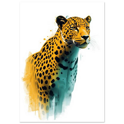 Modern djurtavla föreställande en leopard i eterisk illustration med akvarellkänsla
