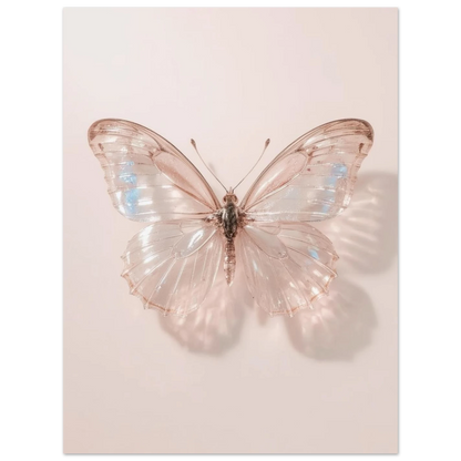 Närbild på transparent fjäril med detaljerad vingstruktur – konstnärlig djurposter