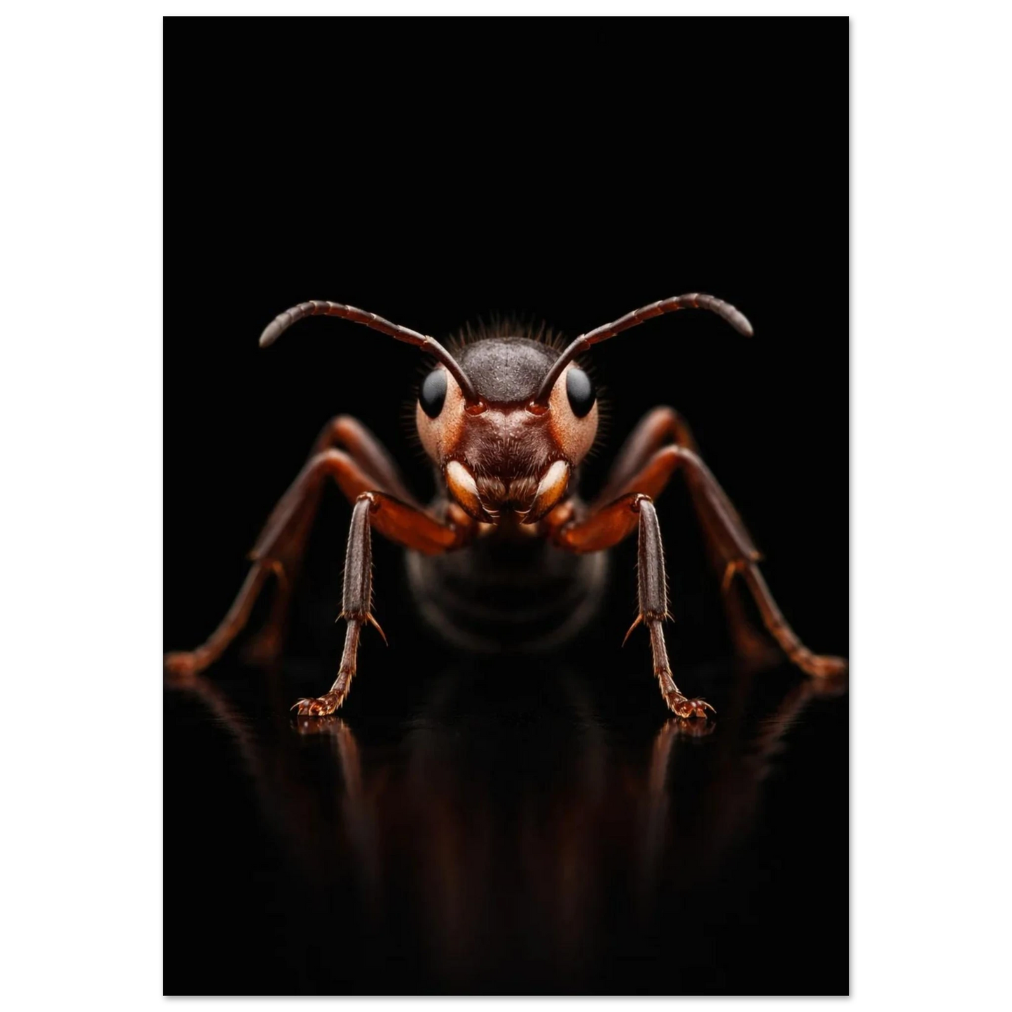 Skogsmyra närbild framifrån på svart bakgrund – Fotorealistisk poster