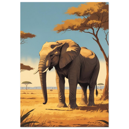 Detaljerad teckning av en elefant i klassisk 1940-talsstil