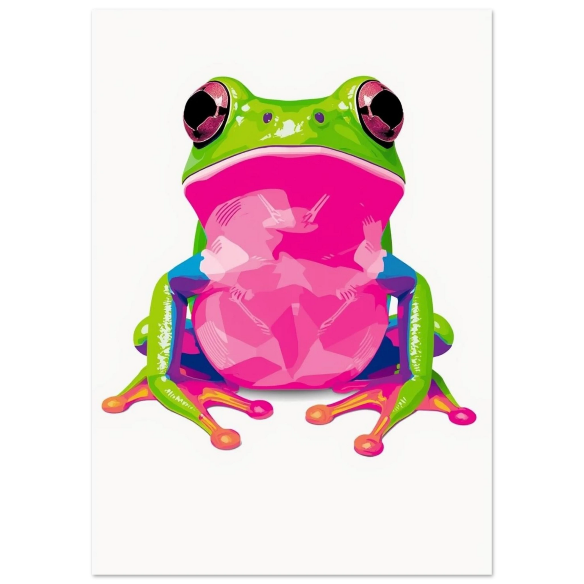Modern illustration av en groda med starka färgkontraster – Tecknad poster
