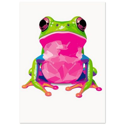 Modern illustration av en groda med starka färgkontraster – Tecknad poster