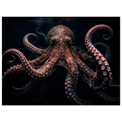 Närbild av Kraken med sugkoppar synliga och reflekterande ögon – Målad poster