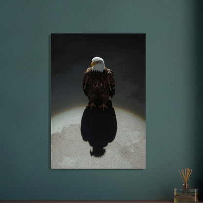 Majestätisk örn med skarp blick och lång skugga