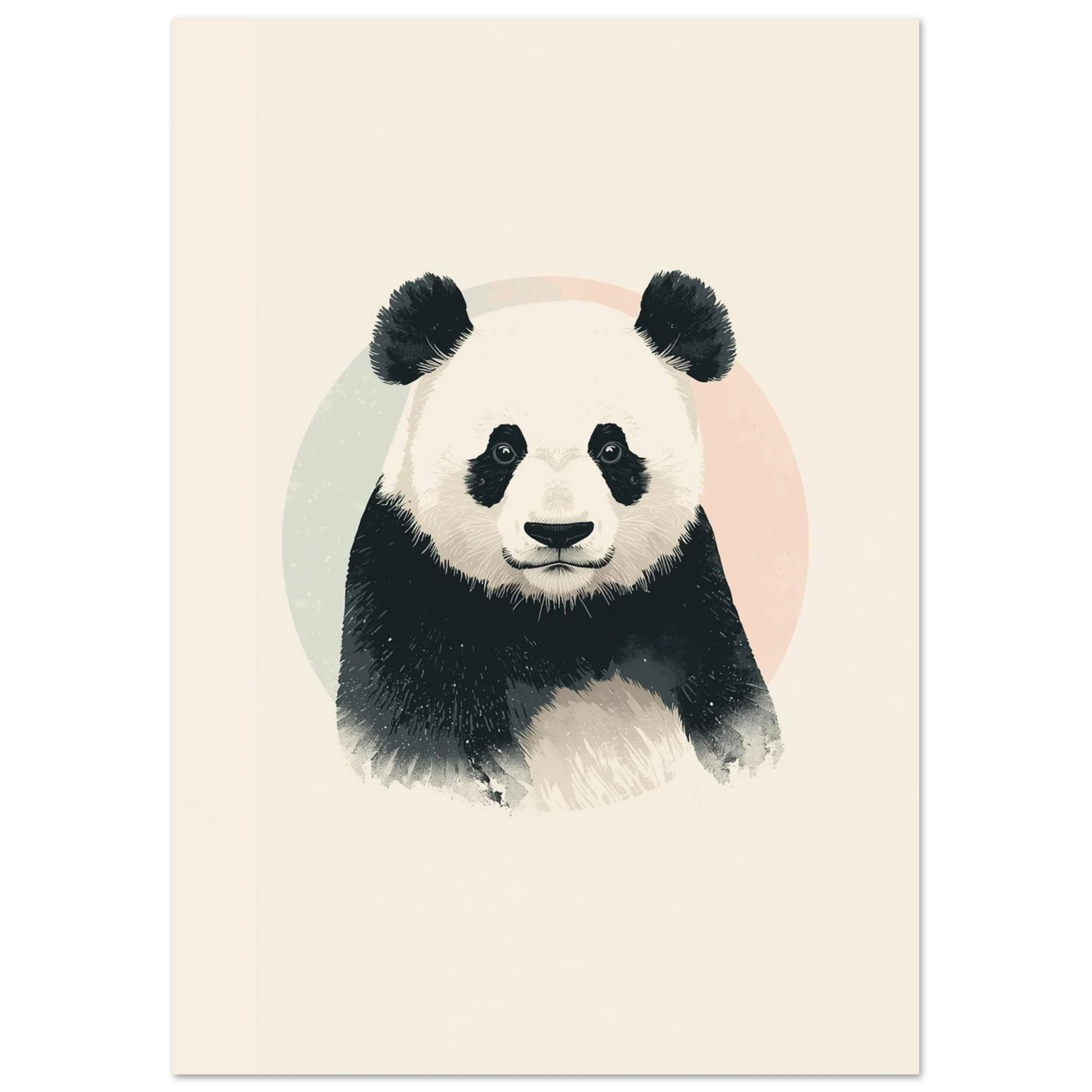 Harmoniskt djurmotiv av en panda, stiliserad väggkonst för barnrum och hem