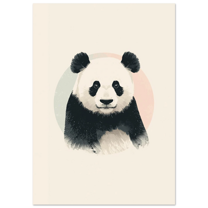 Harmoniskt djurmotiv av en panda, stiliserad väggkonst för barnrum och hem
