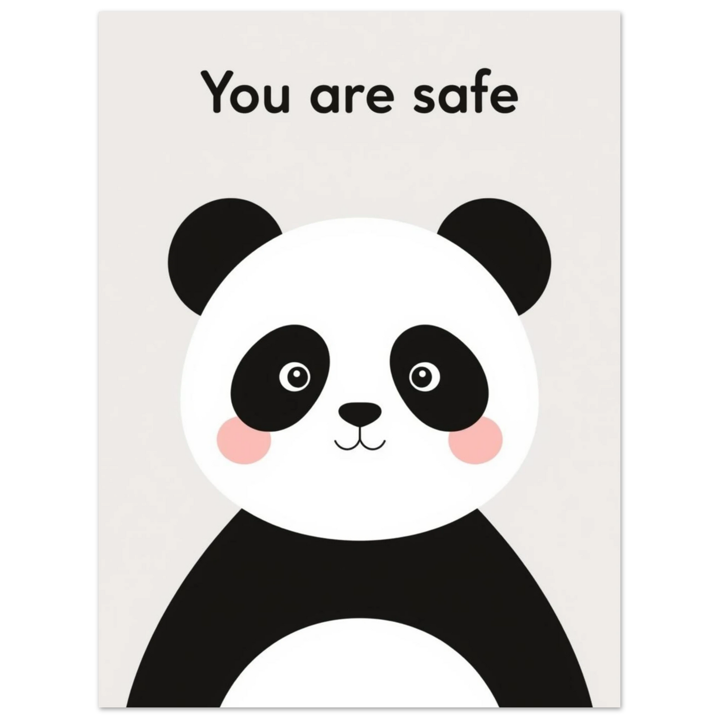 Väggkonst för barnrum föreställande en panda med rosiga kinder