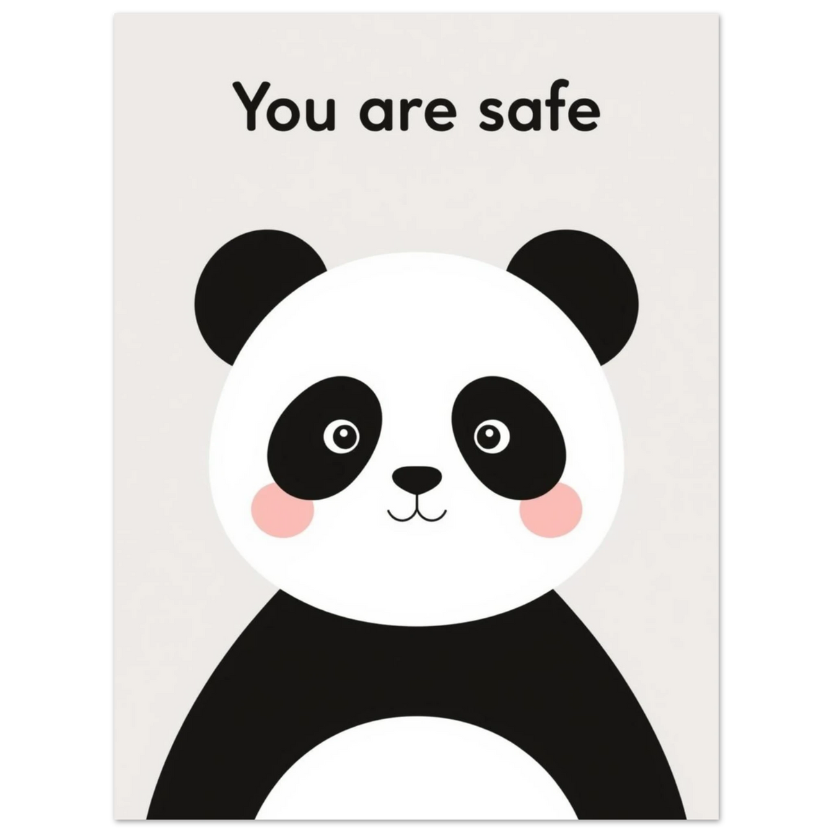 Väggkonst för barnrum föreställande en panda med rosiga kinder