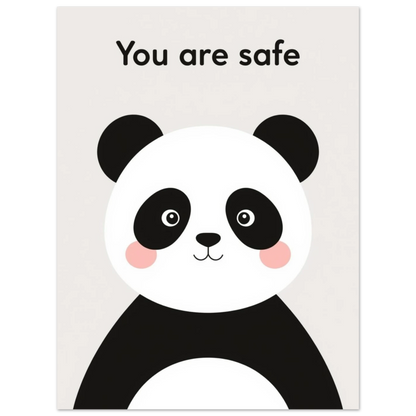 Väggkonst för barnrum föreställande en panda med rosiga kinder