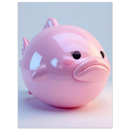 Digital konst av en söt blobfisk i pastellrosa toner