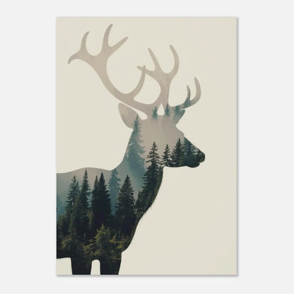Skogens ande poster med hjortmotiv i dova gröna och jordnära toner