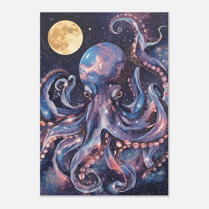 Konstnärlig rymdposter med en bläckfisk omgiven av ett oändligt universum