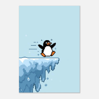 Charmig pixelposter föreställande en pingvin på ett isberg för barnrum