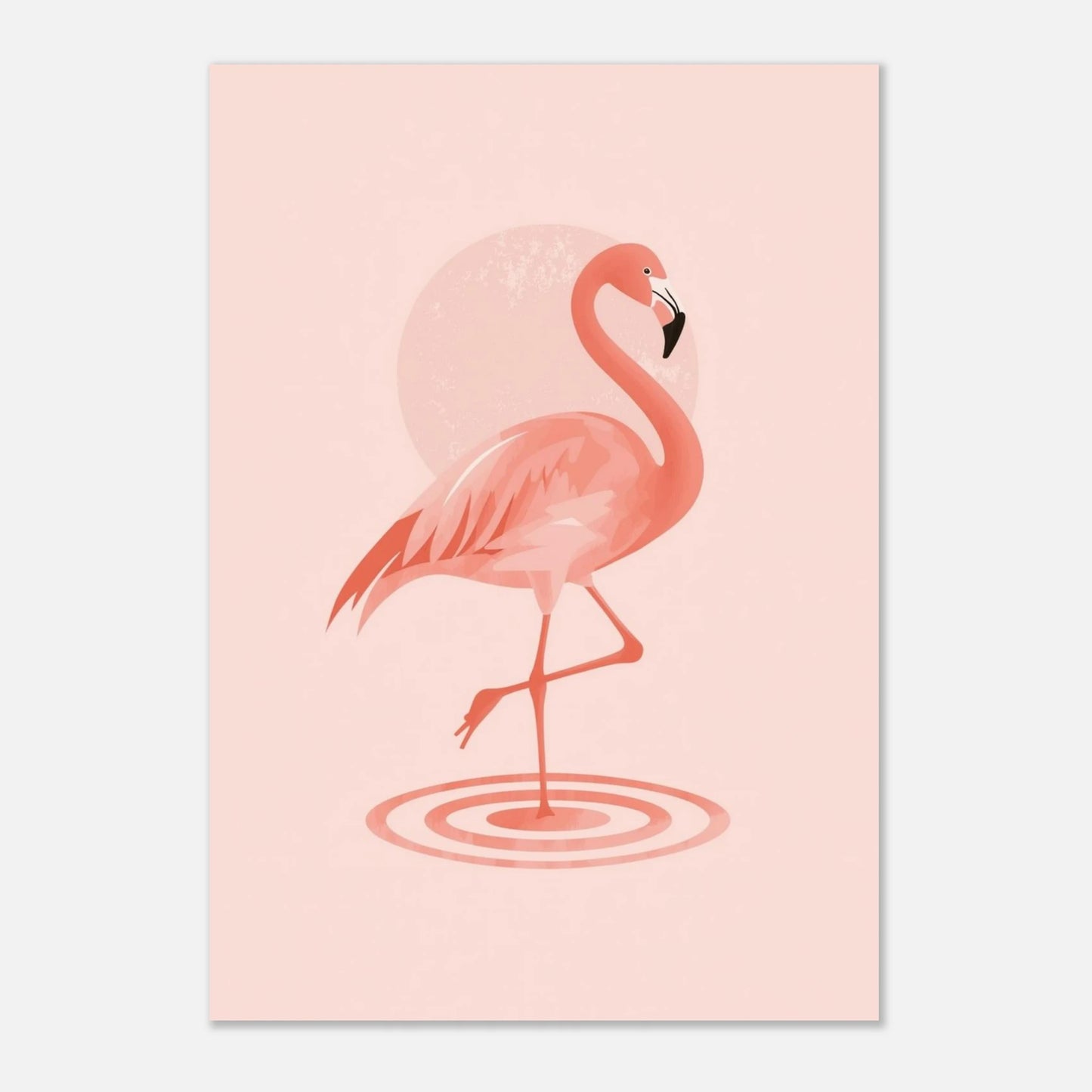 Elegant flamingo i profil, modern djurposter i mjuka rosa toner