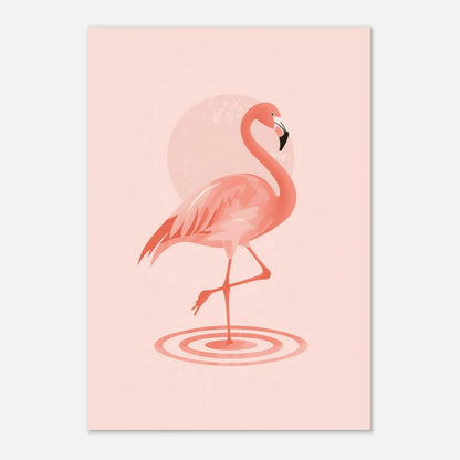 Elegant flamingo i profil, modern djurposter i mjuka rosa toner