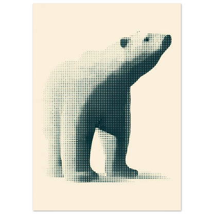 Grafisk isbjörn skapad av mörkblå prickar i modern minimalistisk stil