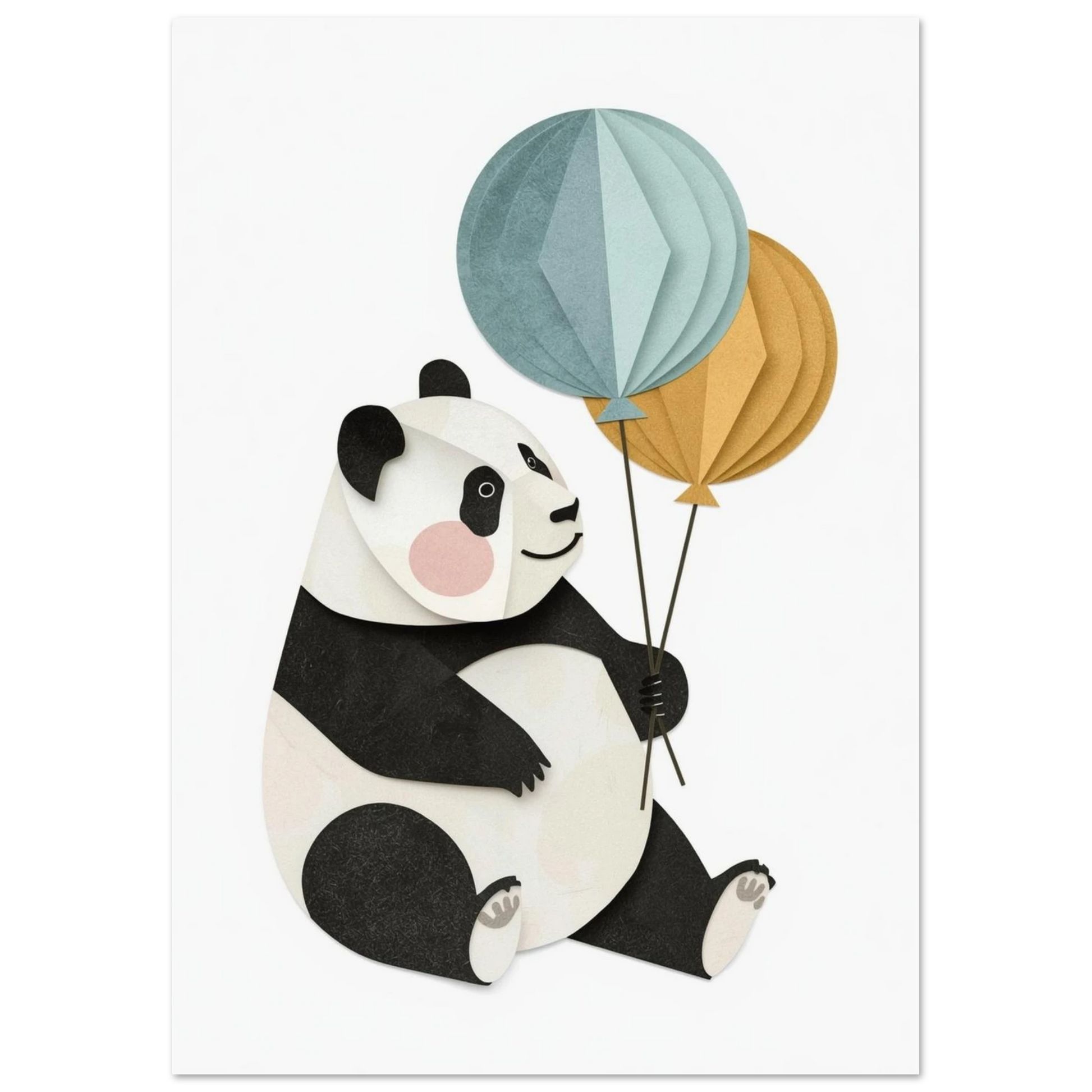 Barnposter med panda i cut-out stil och dämpade färger