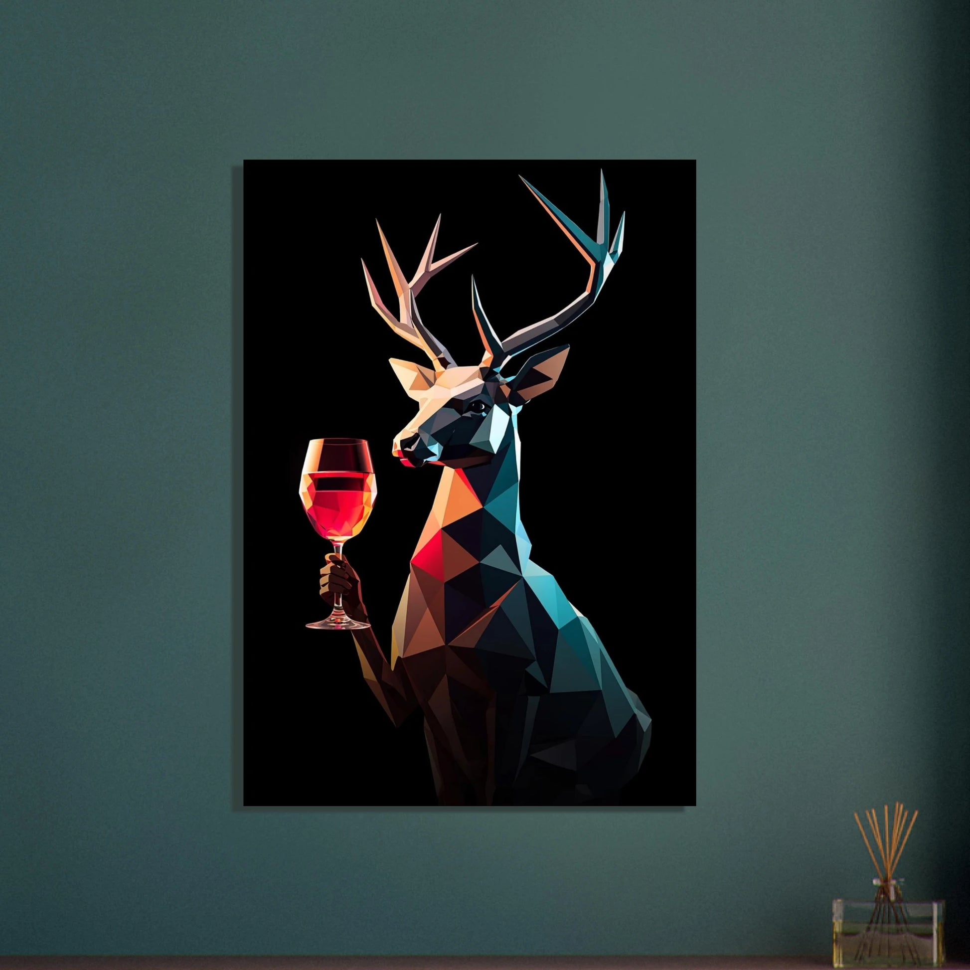 Geometrisk hjort med horn, abstrakt konstverk i modern stil